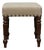 English Mahogany 19th Century Stool with Turned Legs and Custom Linen Upholstery For Sale