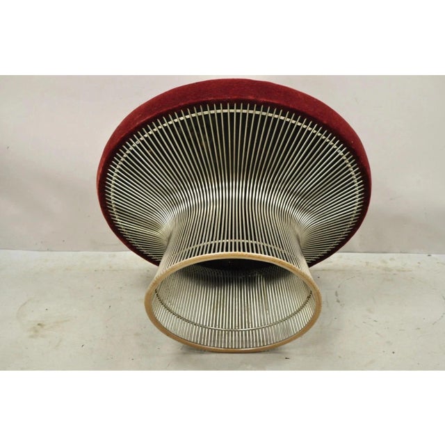 Vintage Warren Platner for Knoll 32" Round Chrome Base Ottoman Mushroom Stool For Sale - Image 4 of 12