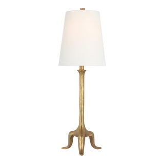 AERIN by Visual Comfort Signature Mathilde 27" Table Lamp in Hand-Rubbed Antique Brass with Linen Shade For Sale