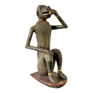 Vintage Monumental Hand Carved Monkey For Sale
