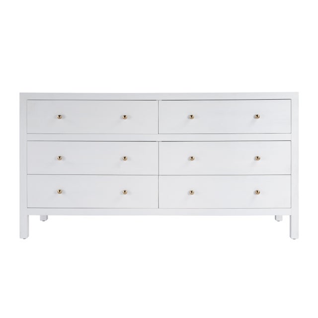 2020s Nora 60 in W. Rectangular Wood 6 Drawer Dresser, White For Sale - Image 5 of 9