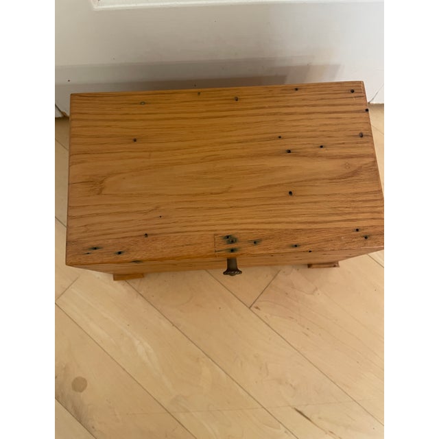 Small Rustic Vintage Dovetail Joinery Desk Dresser Top Wooden Travel Trunk Chest For Sale - Image 9 of 12