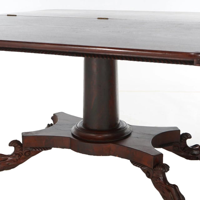 Wood Antique American Empire Flame Mahogany Card Table Circa 1840 For Sale - Image 7 of 12