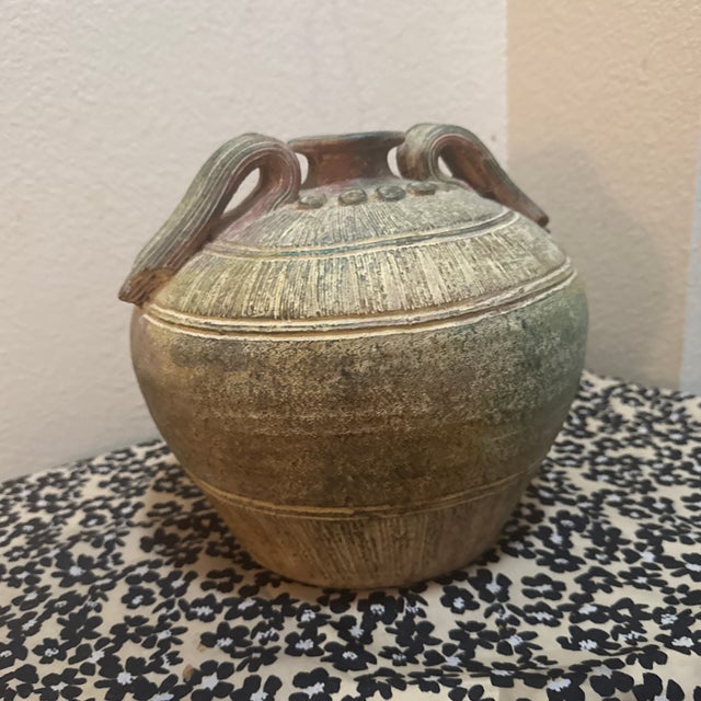 Rustic Vintage Rustic Hand-Finished Pottery Jar For Sale - Image 3 of 8