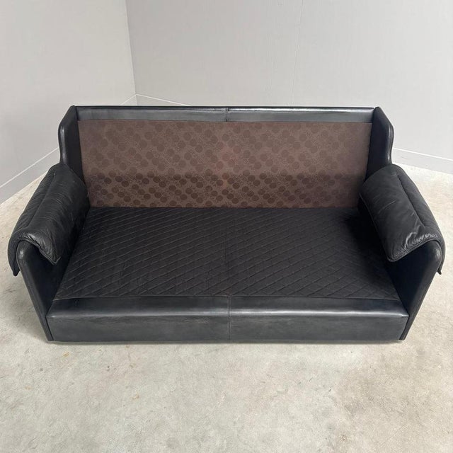 Vintage Two-Seater Sofa in Black Leather by Dreipunkt, 1970s For Sale - Image 13 of 17