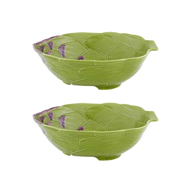 Bordallo Pinheiro Artichoke Salad Bowl, Green, Set of 2 For Sale - Image 4 of 4