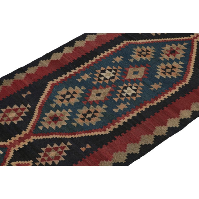 Rug & Kilim 1950s Vintage Ghazvin Persian Kilim in Blue and Red in Multicolor Patterns by Rug & Kilim For Sale - Image 4 of 8