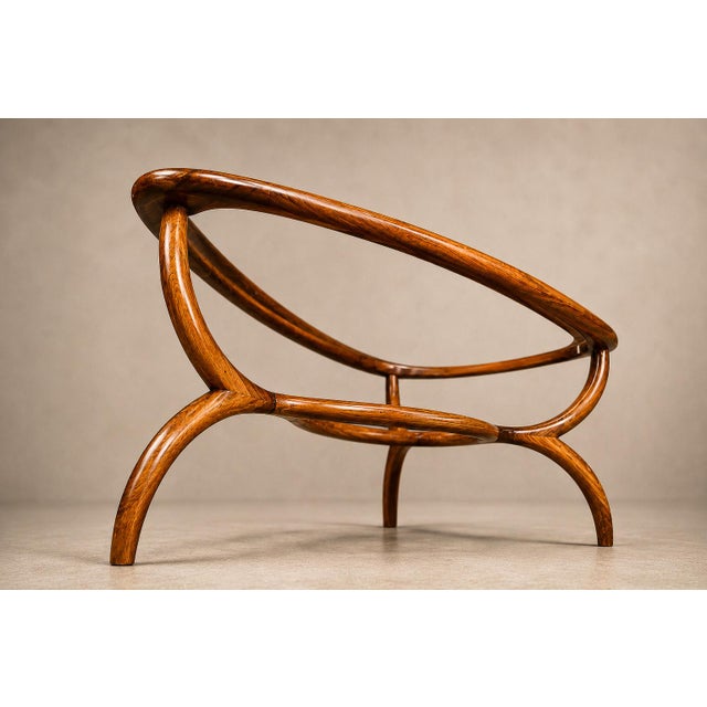 Wood Egg Coffee Table in Caviuna Wood & Glass by Giuseppe Scapinelli, Brazil, 1950s For Sale - Image 7 of 18