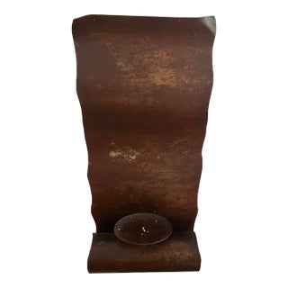 Vintage Mexican Wavy Metal Wall Candle Sconce For Sale