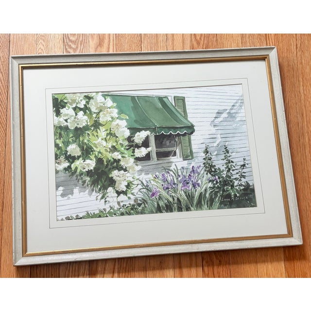 1990s watercolor landscape, signed Linda M. DeLuca on lower right. Masterful handling of shadows, light, and form. Please...