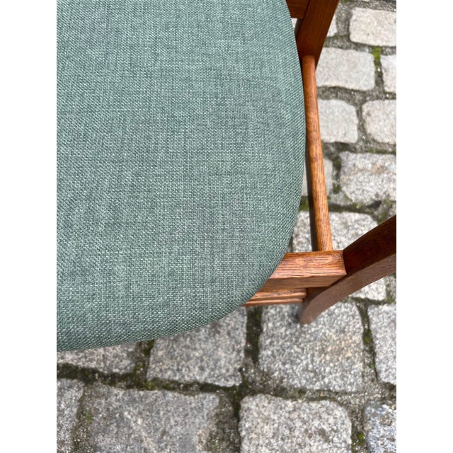 Blue Teak Dining Chairs with Teal Upholstery, Set of 2 For Sale - Image 8 of 11