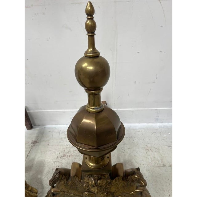 Brass Log Andirons, Set of 2 For Sale - Image 5 of 16