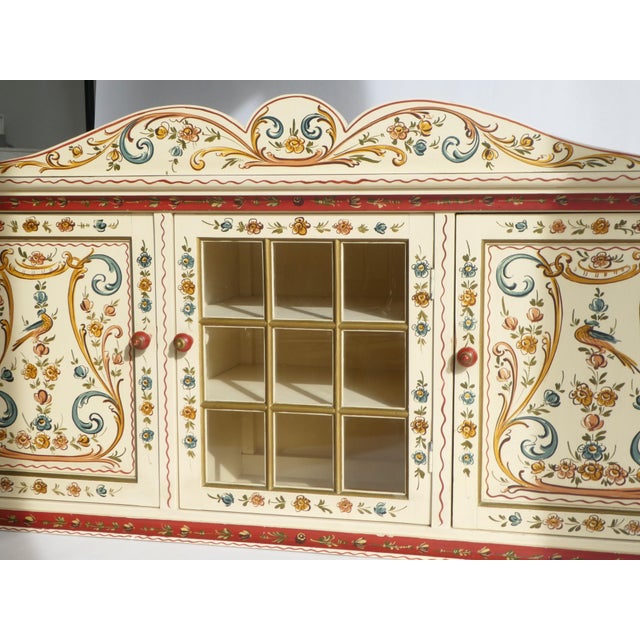 Vintage Folk Art Hindeloopen Dutch Display Cabinet with Glass Door, 1950s For Sale - Image 9 of 14