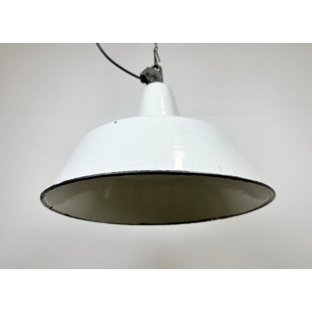 White Large Industrial White Enamel Factory Pendant Lamp from Zaos, 1960s For Sale - Image 8 of 18