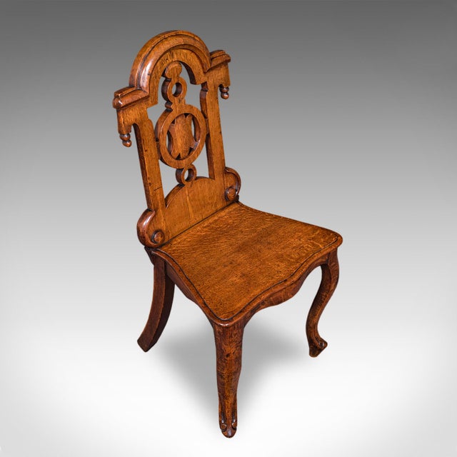 Antique Reception Hall Chair, Scottish, Oak, Side, Occasional Seat, Victorian For Sale - Image 6 of 10