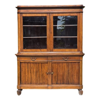 Venetian Charles X Bookcase in Walnut, with Shutter Doors, 19th Century, 1830 For Sale