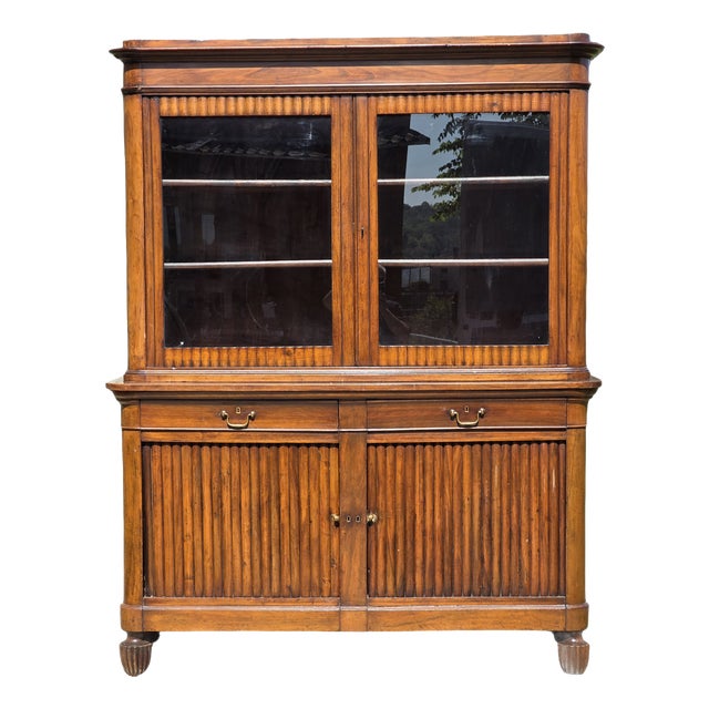 Venetian Charles X Bookcase in Walnut, with Shutter Doors, 19th Century, 1830 For Sale