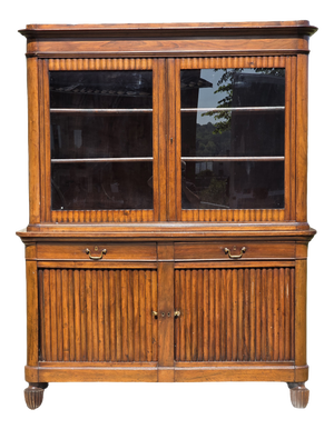 Venetian Charles X Bookcase in Walnut, with Shutter Doors, 19th Century, 1830