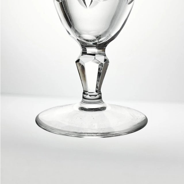 Glass 1950s Vintage Swirl Star & Fan Cut 4 Crystal Fluted Champagne Glasses For Sale - Image 7 of 7