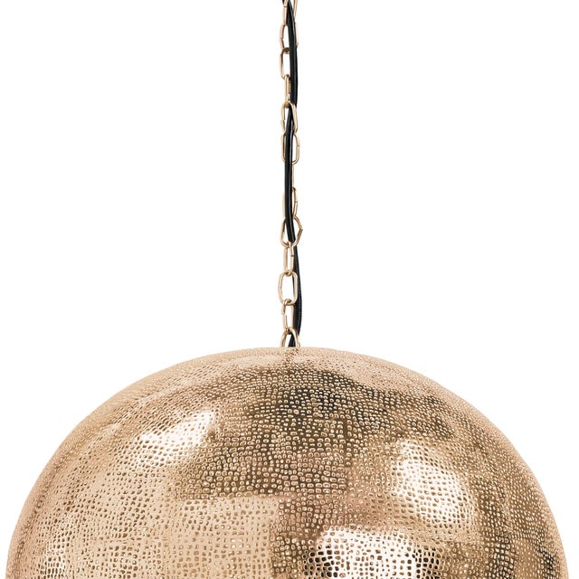 Not Yet Made - Made To Order Regina Andrew Pierced Metal Sphere Pendant in Natural Brass For Sale - Image 5 of 9
