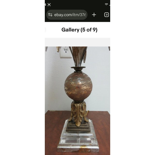 1990s Fine Art Lamps Gold Gilt Mercury Glass Italian Regency Column table Lamp Shade B For Sale - Image 4 of 8