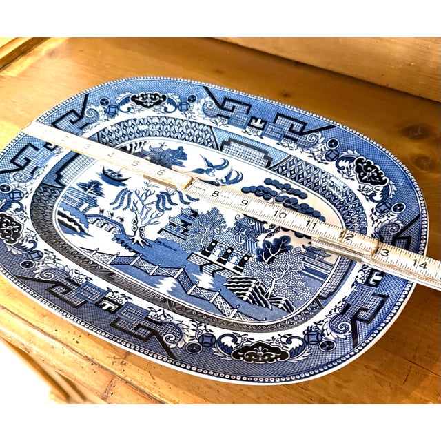 Delft 1900 Willow Delft Large Blue and White Platter For Sale - Image 4 of 9