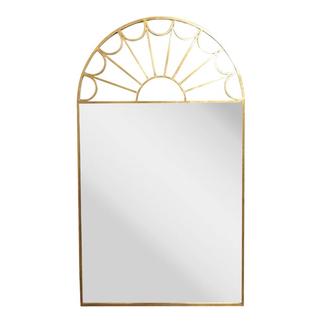 Vintage Hollywood Regency Brass Arch Mirror For Sale