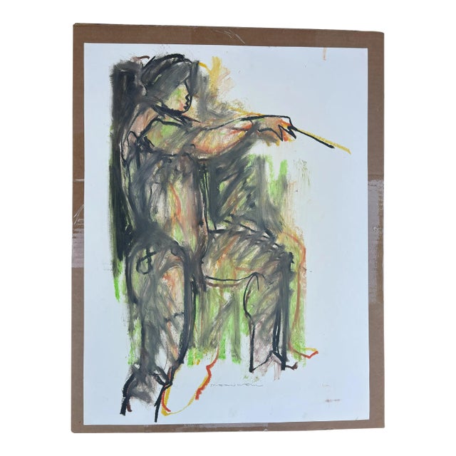 Jack Meanwell Figural Nude Man, Oil Pastel For Sale