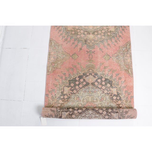 Apricot Mid 20th Century Long Turkish Area Runner For Sale - Image 8 of 9
