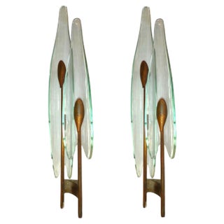 Dahlia 1461 Wall Lights by Max Ingrand for Fontana Arte, 1955, Set of 2 For Sale