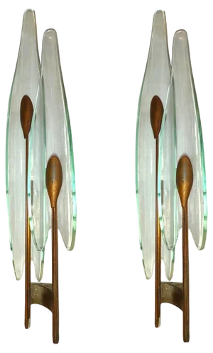 Dahlia 1461 Wall Lights by Max Ingrand for Fontana Arte, 1955, Set of 2