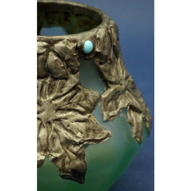 Antique Acid-Etched Opaque Green Glass Vase from Loetz, Austria, 1890s For Sale - Image 13 of 18