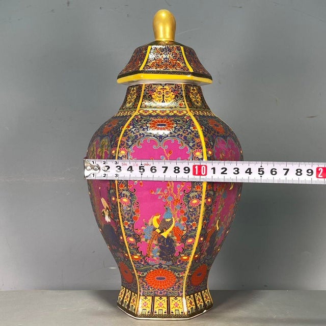 Chinese Pink Ground Painted Enamel Porcelain Vase With Bird & Floral Motif For Sale - Image 4 of 8