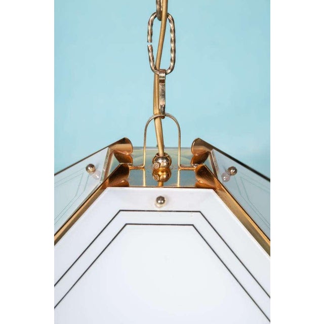 Vintage Regency Brass & Glass Pendant For Sale - Image 8 of 18