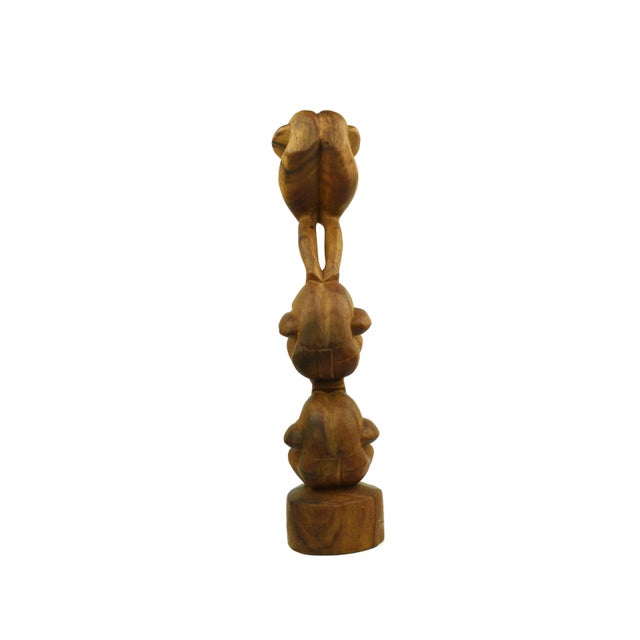 1940s 1940's Hand Carved Tall Solid Wood Symbolize of the Trinity of Birth, Life, and Death Three Level of Yogi Sculpture For Sale - Image 5 of 8