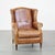 English Brown Leather Wing Chair For Sale - Image 10 of 10