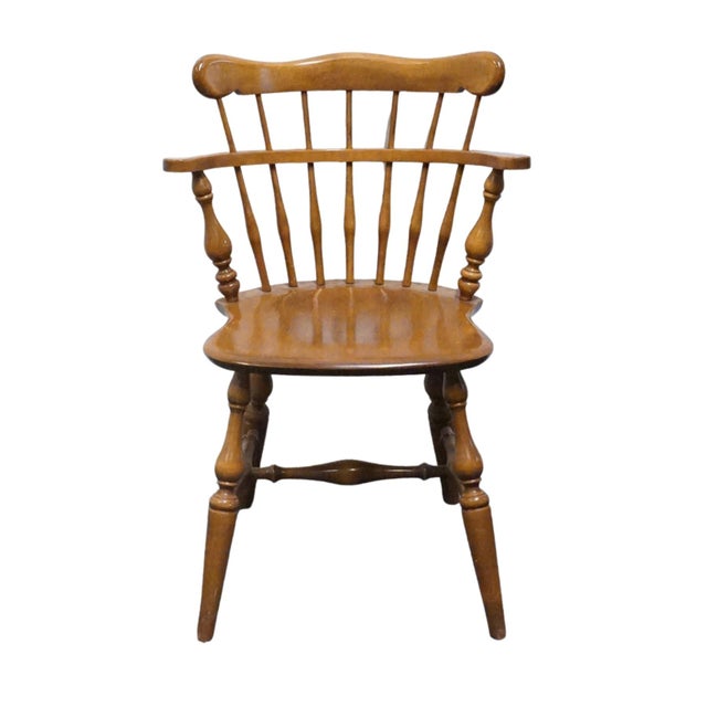 American Ethan Allen Heirloom Nutmeg Maple Colonial Early American Comb Back Dining Chair 10-6040 For Sale - Image 3 of 10