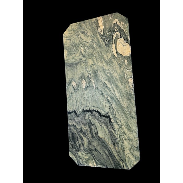 Vintage Regency Brass Figural Legs stone/marble top table attributed to Maison Bagues. Large stone top with classical...