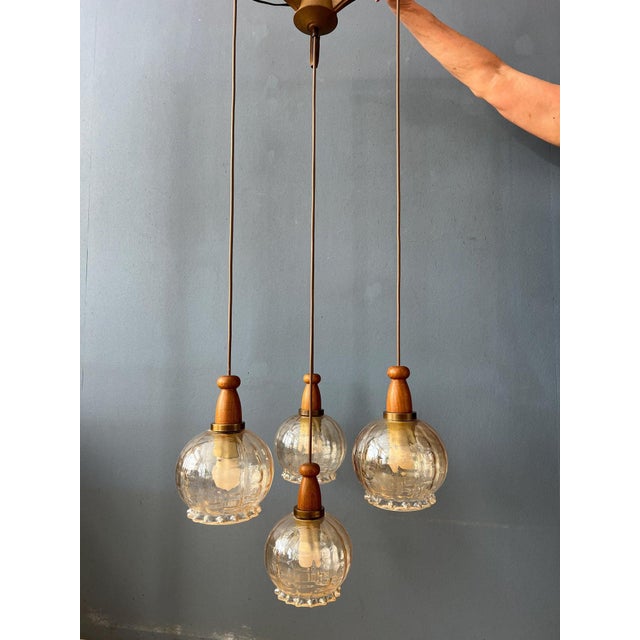 Vintge Glass Cascade Pendant Lamp from Hustadt Leuchten For Sale - Image 6 of 11