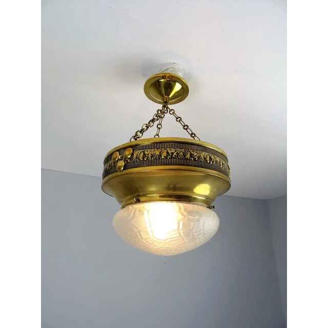 Art Nouveau Ceiling Lamp in Polished Brass For Sale - Image 4 of 11
