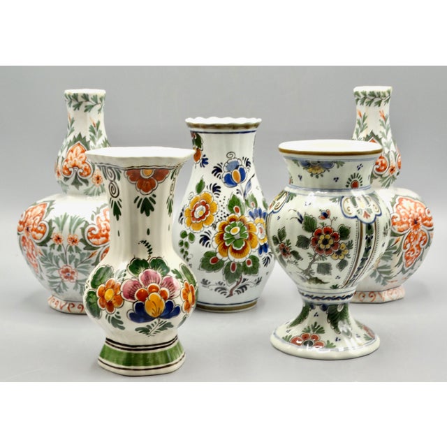 Vintage Dutch Delft Hand Painted Polychrome Vase For Sale - Image 9 of 9