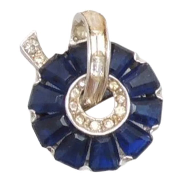 Vintage Boucher Rhodium Plated Faux-Sapphire Brooch For Sale