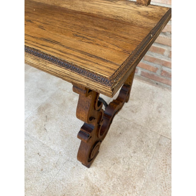 Wood Spanish Renaissance Carved Oak Bench Banquette Escaño, 1890s For Sale - Image 7 of 18