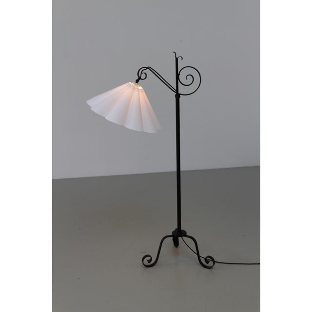 Art Deco Danish Tripod Floor Lamp in Wrought Iron, 1940s For Sale - Image 10 of 18