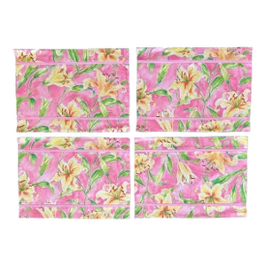 1990s Floral Pattern Fabric Placemats- Set of 4 12” 1/2 X 17” 1/2