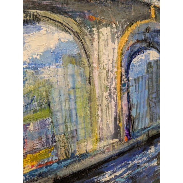 Paint Fuller Warren Bridge, Abstract Expressionist, Mixed Media on Canvas, Marsha Glazière For Sale - Image 7 of 10