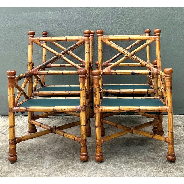 Vintage Bamboo X-Backdining Chairs - Set of 4 For Sale - Image 15 of 15