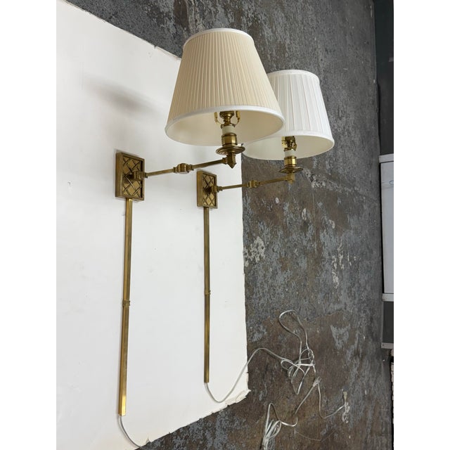 Traditional Alexa Hampton for Visual Comfort Signature Collection Gene Swing Arm Sconces, Pair For Sale - Image 3 of 12