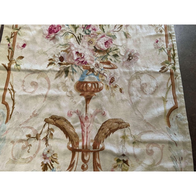Beige Pair of 19th Century French Aubusson Handwoven Floral Portiere Panels For Sale - Image 8 of 12