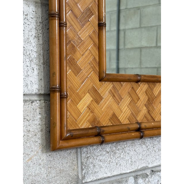 1980s 1980s Large Bamboo Wall Mirror For Sale - Image 5 of 12